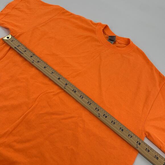 Gildan Dry Blend Short Sleeve Neon Orange T-Shirt Medium Womens Solid Safety - Picture 4 of 5